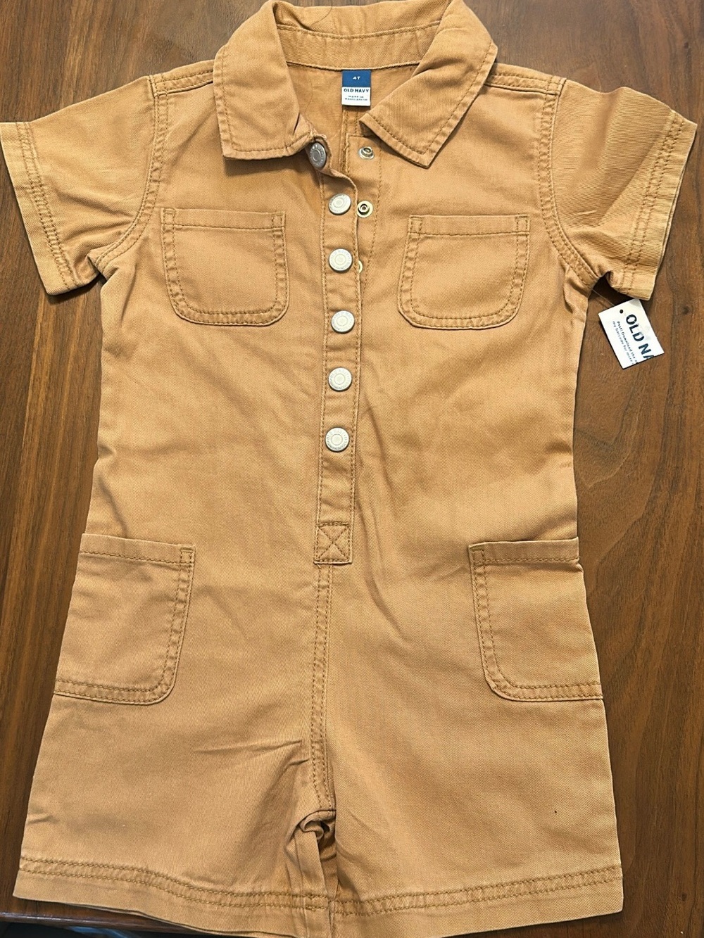 Old Navy Kids' Tan Short-Sleeve Utility Romper